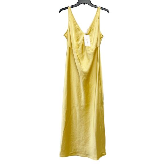 Isabel By Ingrid & Isabel Women's Yellow Satin V Neckline Slip Dress Size s - Picture 1 of 5
